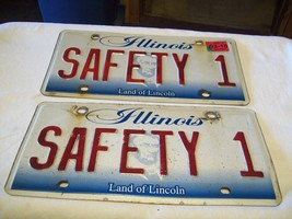 Vintage Pair of Illinois IL License Plate SAFETY 1 - £27.45 GBP