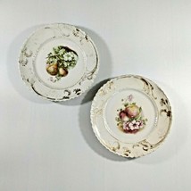 Vintage Collectable Unmarked Plates Fruit Floral Theme Gold Gilded Displ... - £14.48 GBP