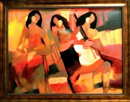 Gholam YUNESSI-&quot;The Gathering&quot;-ORIGINAL Oil/Framed/Canvas/Signed/COA/List $17000 - £3,467.28 GBP