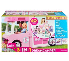 Barbie Camper Rv Mattel Pop Up Pink Van 3 In 1 Dream Home Vehicle New Pl... - £102.31 GBP