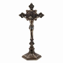 Jesus Cross of the Holy Father Benedict Wall Decor Statue Gold Cast Bronze - $79.75