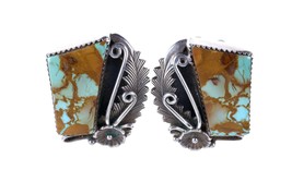 Large Vintage Navajo Sterling/Turquoise clip on earrings - £153.75 GBP