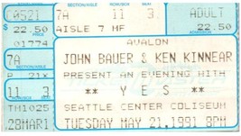 Yes Ticket Stub May 21 1991 Seattle Washington - £19.46 GBP