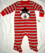Carter&#39;s Baby Boy Blanket Sleeper Full Zip Red Gray Stripe 6M 6 Month - £4.69 GBP