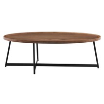 24&quot; Black And Walnut Manufactured Wood Oval Coffee Table - £540.54 GBP