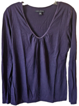 Banana Republic Womens Shirt Med Purple Rayon Blend Long Sleeved Front Gathers - £7.99 GBP