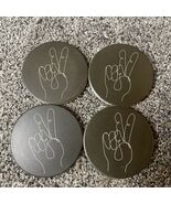 Set Of 4 Hand Peace Sign Tile Coasters Cork Back 3.25” - $7.95