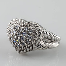 Judith Ripka Sterling Silver CZ Diamonique Heart Ring Size 6.75 - $274.42