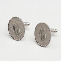 Vintage Silver Tone Oval Cuff Links Pair Mid Century Monogrammed C - £28.53 GBP