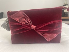 ULTA Velvet Cosmetic Makeup Travel Clutch Bag with Bow Ruby Red New Condition  - $14.80