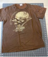 VTG Harley Davidson Shirt Skull Wrench Brown Thrashed Men’s Large - $436.04 MXN