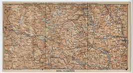 1903 ORIGINAL ANTIQUE MAP OF NORTHERN TELEMARK / TELEMARKEN / NORWAY - $28.03