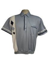 Mens Vintage Classic Blue Colorblock Pullover Shirt Large Welt Pocket Stretch - £15.56 GBP