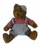 Teddy Bear Plush 12&quot; Denim Overalls Denim Hat Nursery Decor Baby Shower ... - €12,68 EUR