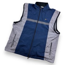 VTG Nike Running Windbreaker Blue Gray Vest Men’s XL Full Zip 90&#39;s Y2K W... - $24.74