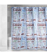 Famous Home LAKEHOUSE WELCOME TO OUR LODGE Blue Fabric Shower Curtain New - £19.61 GBP