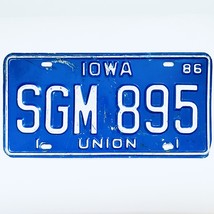 1986 United States Iowa Union County Passenger License Plate SGM 895 - $18.80