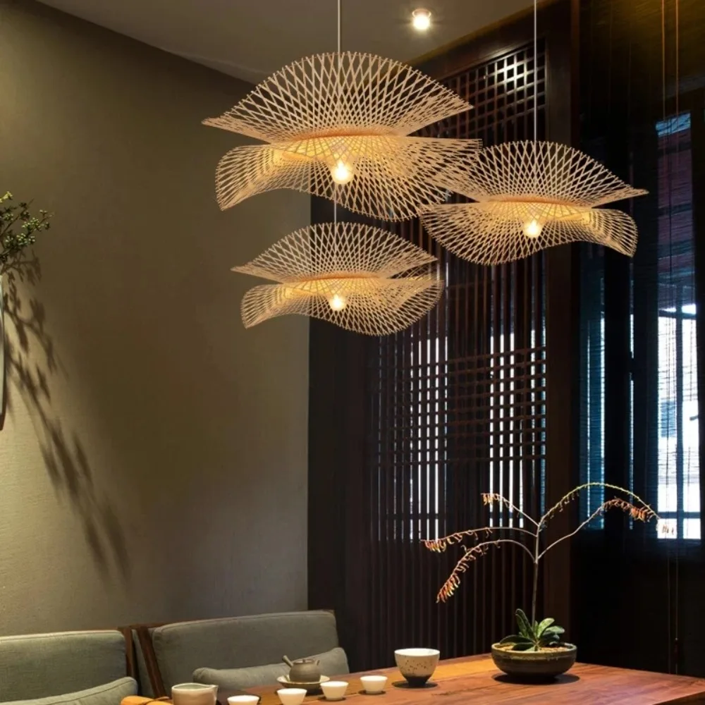 Modern Bamboo Pendant Lights Asian Style Handmade Hanglamp Lighting Kitchen - £48.16 GBP+