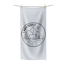 Black and White &quot;I Hate People&quot; Camping Scene Print Bath Towel - Soft an... - £40.29 GBP+