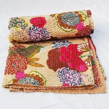INDACORIFIE Kantha Quilt Traditional Print Kantha Throw Blanket Bedspread Beddin - £51.96 GBP+