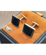 David Donahue 925 Cufflinks sterling &amp; black cuff links very good used c... - $53.99