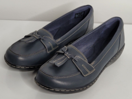 Clarks Ashland Bubble Blue Leather Slip On Tassel Loafer Shoe Women Sz US 7.5 W - £27.93 GBP