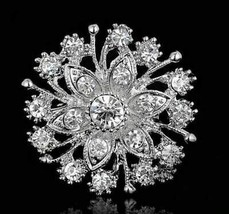 Designer Brooch Christmas New year silver plated Flower broach Celebrity Pin RR4 - £11.51 GBP