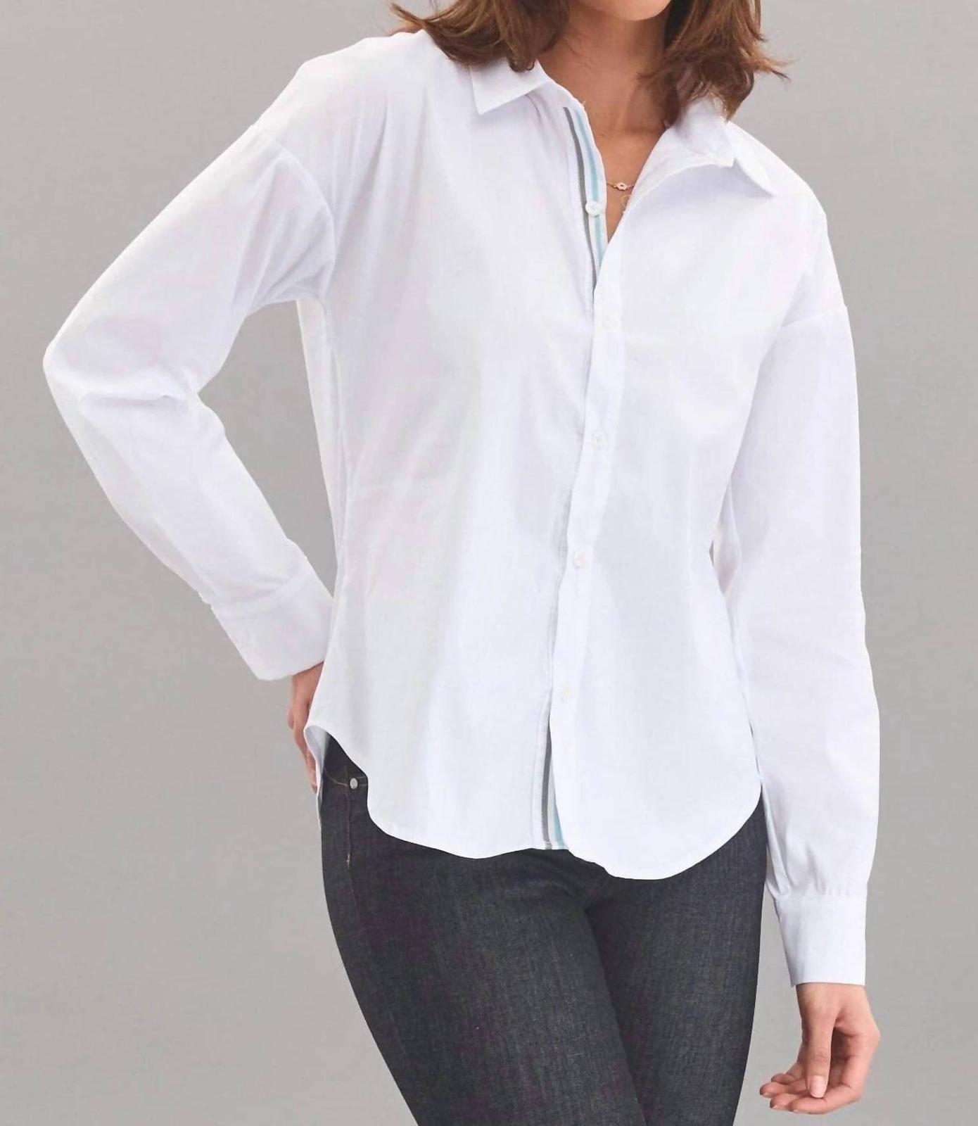 Lola &amp; Sophie Stretch Poplin Ribbon Shirt White - $83.00