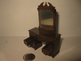 (DH-1) Doll House Miniature: Renwal Vanity Dressing Table w/ Mirror- Model #B-82 - $14.00