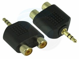 3.5mm Stereo Plug to Dual Two 2 Port RCA Female Adapter Y Connector - $6.38
