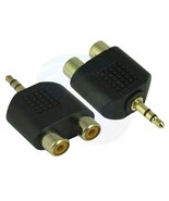 3.5mm Stereo Plug to Dual Two 2 Port RCA Female Adapter Y Connector - £5.00 GBP