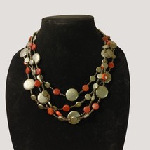 Sterling Silver Natural Stone Necklace Red Jasper Coral Unsure Stamped 925 - £92.88 GBP