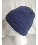 100% Natural Fiber (Merino Wool/Camel) Navy Blue Beanie - Handmade  - £17.36 GBP