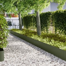vidaXL Lawn Edgings 10 pcs Olive Green 39.4x0.2x11.8 in Steel - $308.89 CAD