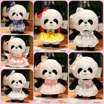 28cm Girl Panda Wear Dress Plush Toys Cute Soft Lovely Stuffed Pillows D... - $7.34+