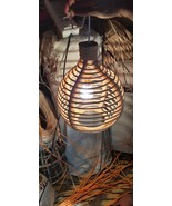 Rattan Wicker Handwoven Hard Lampshade Pendant Natural Chandelier Boho H... - $161.43 CAD