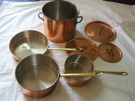 nice Korean Cookware set - Copper w/ solid Brass handles w/ label - £199.83 GBP