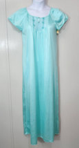 Vintage JC Penney Aqua Blue Nylon Nightgown Womens Size Small Gown Long 70s 80s - £22.42 GBP