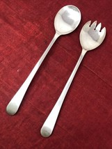 Vintage Made in England Silver Plated Salad Serving 9.5&quot; Spoon &amp; Fork Set - $11.39