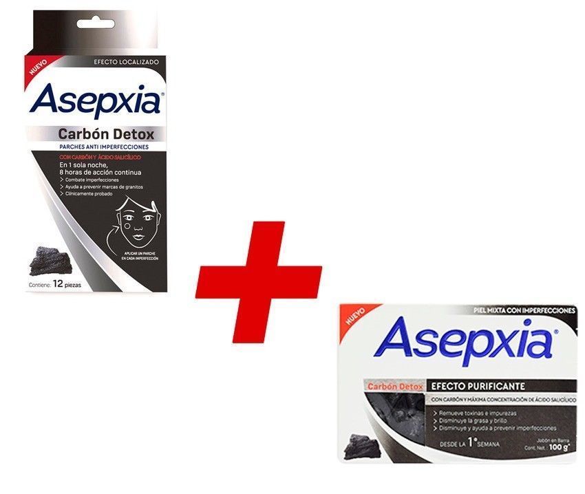 ASEPXIA CARBON DETOX 100g x 1 bars & 12 Patches of acne fighting treatment{1 ea} - $16.99