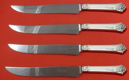 Damask Rose by Oneida Sterling Silver Steak Knife Set 4pc Texas Sized Custom - £223.69 GBP