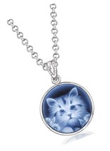Italian Blue Agate Cat Cameo Pendant Necklace in - £376.22 GBP