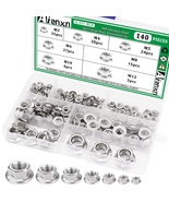 140PCS 304 Stainless Steel Hex Flange Nuts Assortment Kit - M3 to M12 - $30.73 CAD