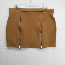 Missguided Womens Mini Skirt Size 12 Tan Faux Suede Duel Zippers - £12.65 GBP