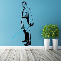 (21'' x 39'') Star Wars Vinyl Wall Decal / Obi Wan Kenobi with Blue Lightsaber D - £24.34 GBP