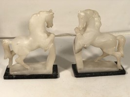 Vintage Marble Horse Bookend Set Made In Italy - $148.49
