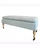 SEAT4U Linen Ticking Upholstered Pillowtop 48" Rovigo Bench-Azure Blue - $379.00