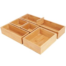Bamboo Drawer Organizer Box Set, 5 Individual Storage Containers For Makeup Uten - £45.07 GBP