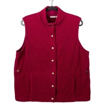Croft &amp; Barrow Fleece Vest XL Womens Snaps Red Stitching Warm Pockets - $23.62