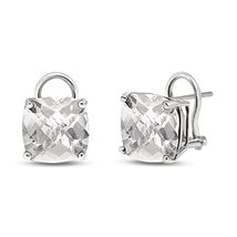 Galaxy Gold GG 14k White Gold 7.2ctw Genuine White Topaz French Clip Earrings - £473.82 GBP